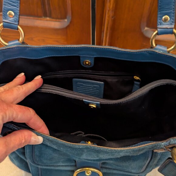 Coach EUC+ Teal Green Suede Shoulder Bag - Picture 13 of 16